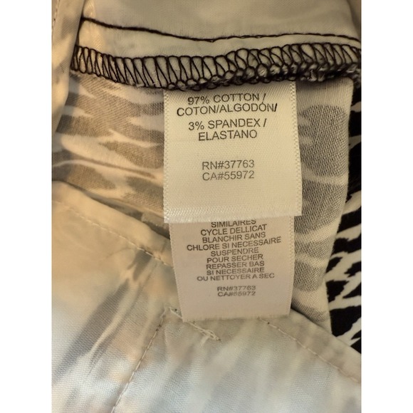 Laundry Shelli Segal Size‎ 10 Black & White Print Flat Front Shorts Cotton Blend - Picture 7 of 10